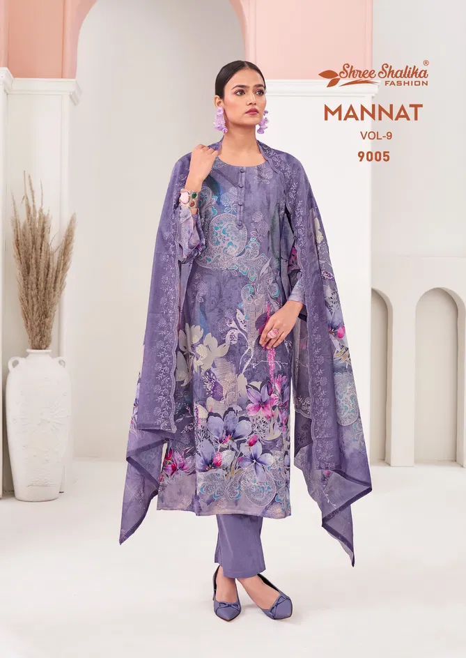 Mannat Vol 9 By Shree Shalika Digital Printed Lawn Cotton Dress Material Wholesale Online
